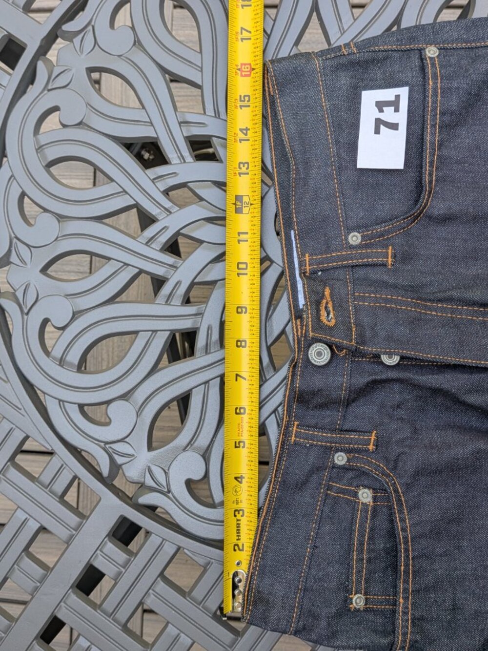 Gustin Selvedge Denim Jeans Men's Size 34 Slim, Inseam 34.25 Inches. - Picture 8 of 13